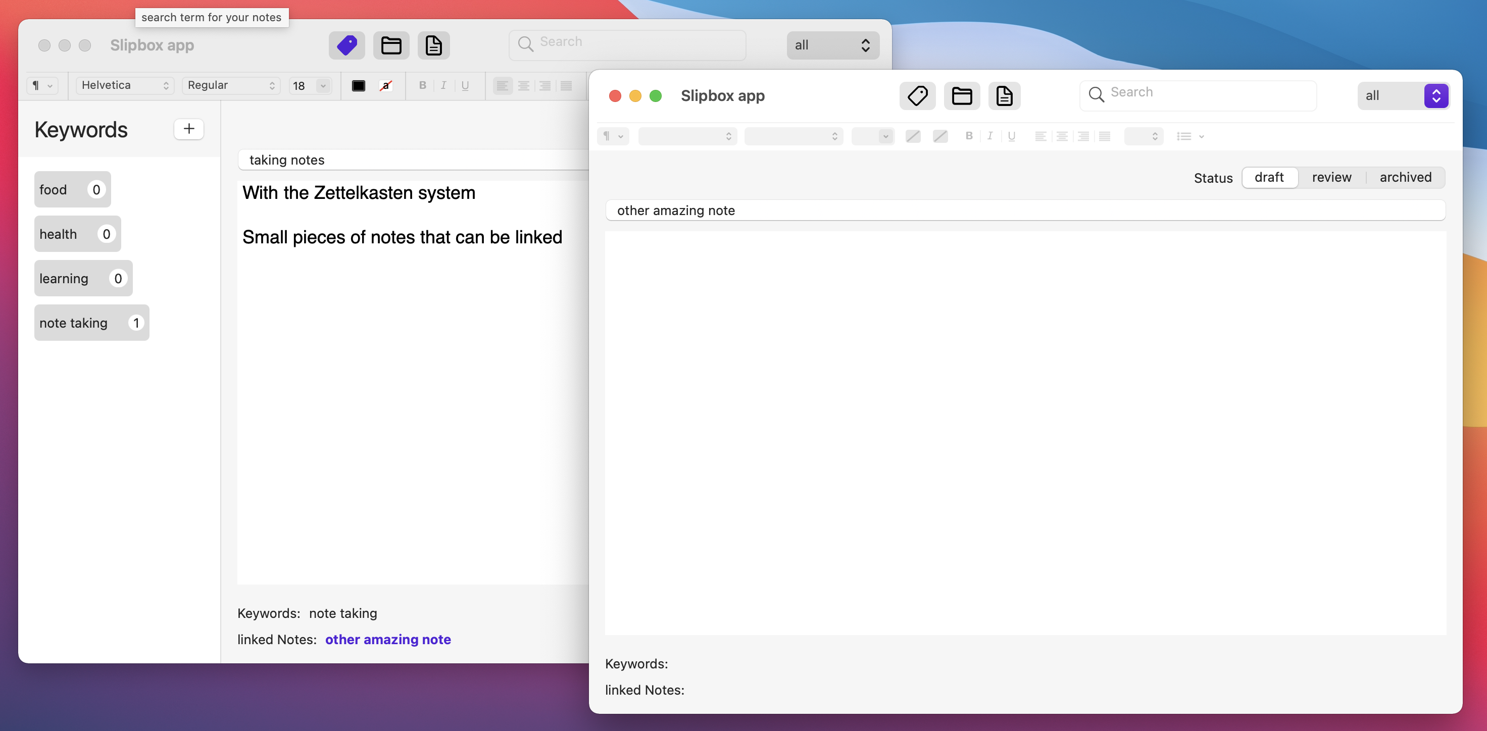 Slipbox screenshot 1